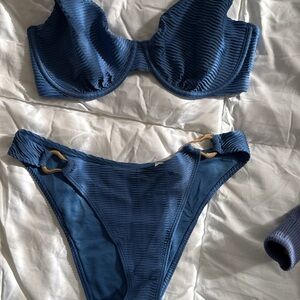 Abercrombie & Fitch Navy Textured Bikini